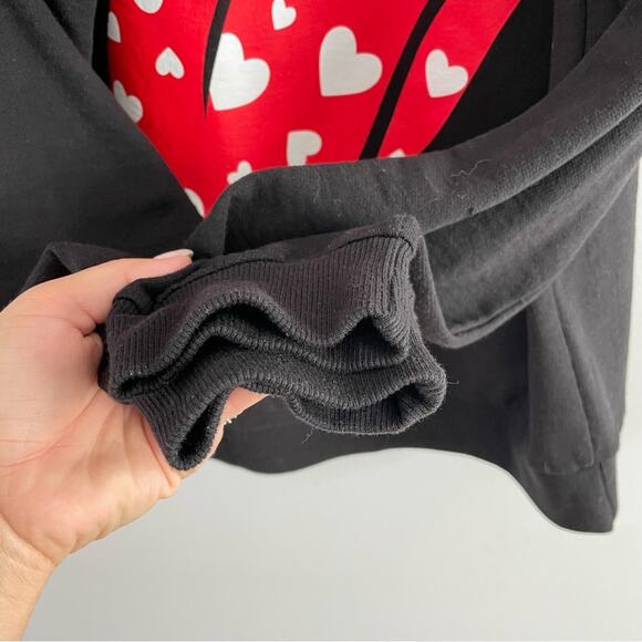 The Rolling Stones | Womens Black & Red Lip Logo With Hearts Sweatshirt Pullover - Picture 3 of 5